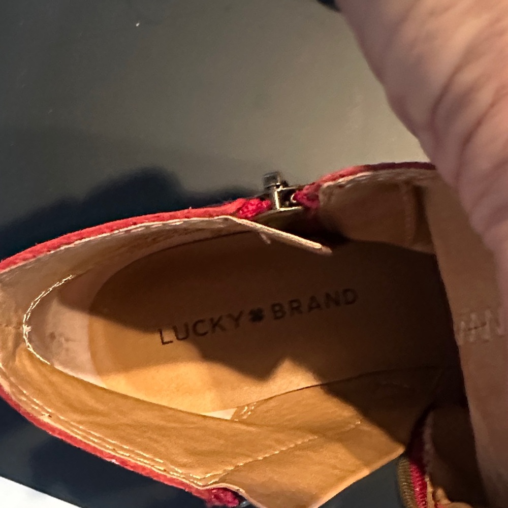 Lucky Brand Red Leather Ankle Booties - Picture 2 of 5
